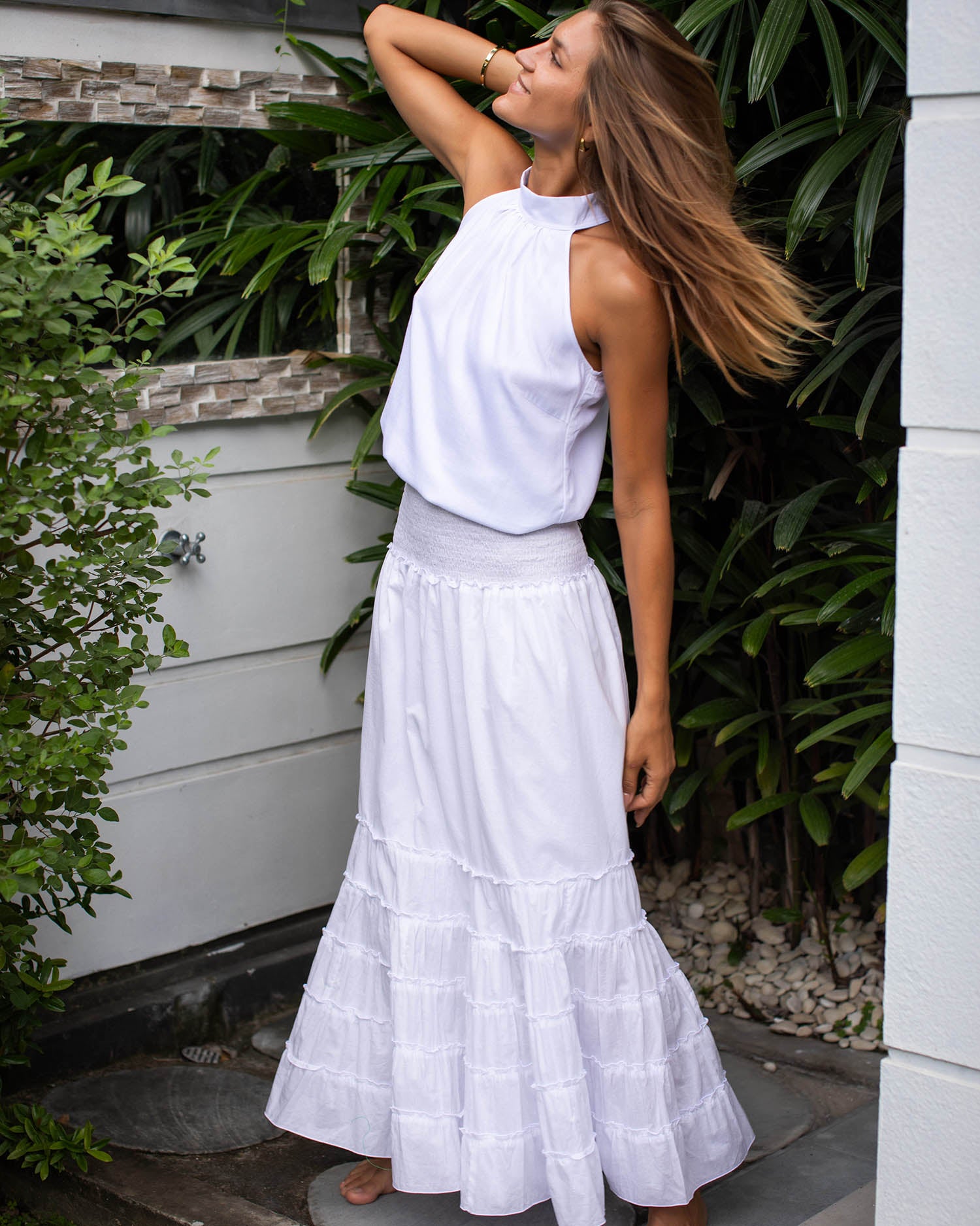 St Tropez Skirt Dress - White Cotton