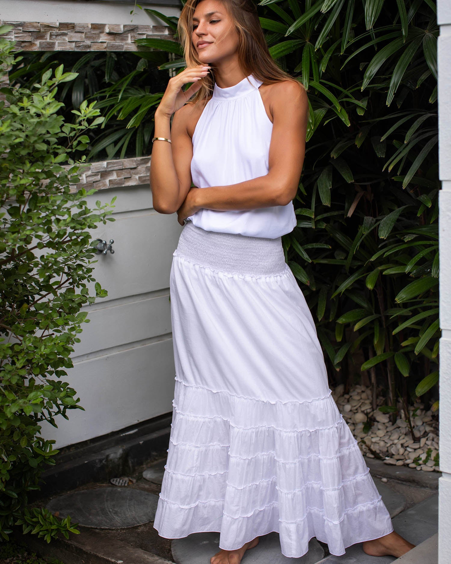 St Tropez Skirt Dress - White Cotton