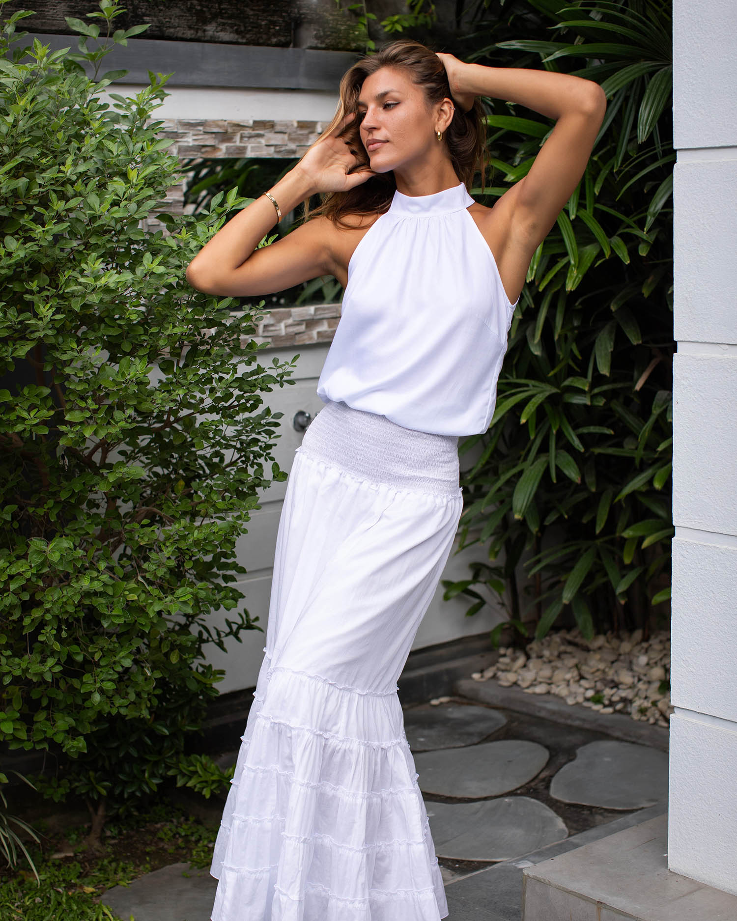 St Tropez Skirt Dress - White Cotton