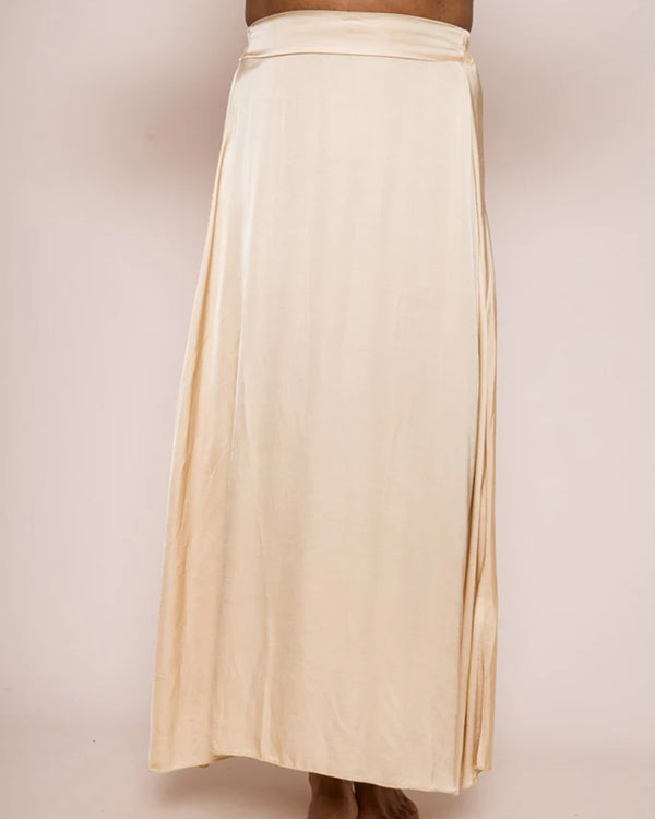 Wisteria - Satin Maxi Skirt - Pale Gold