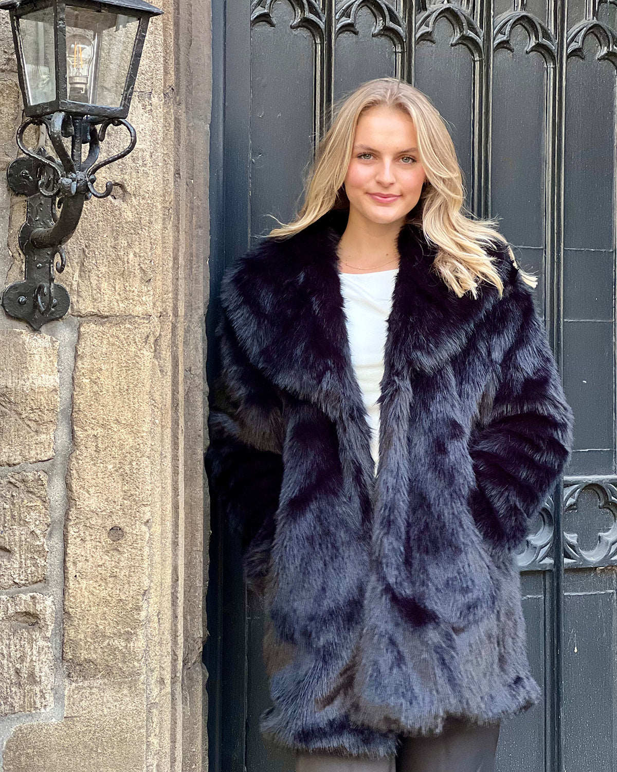 Alessandra Faux Fur Coat - Black