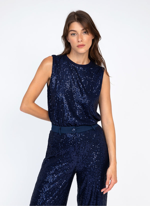 Andreana Sequin Top - Marine