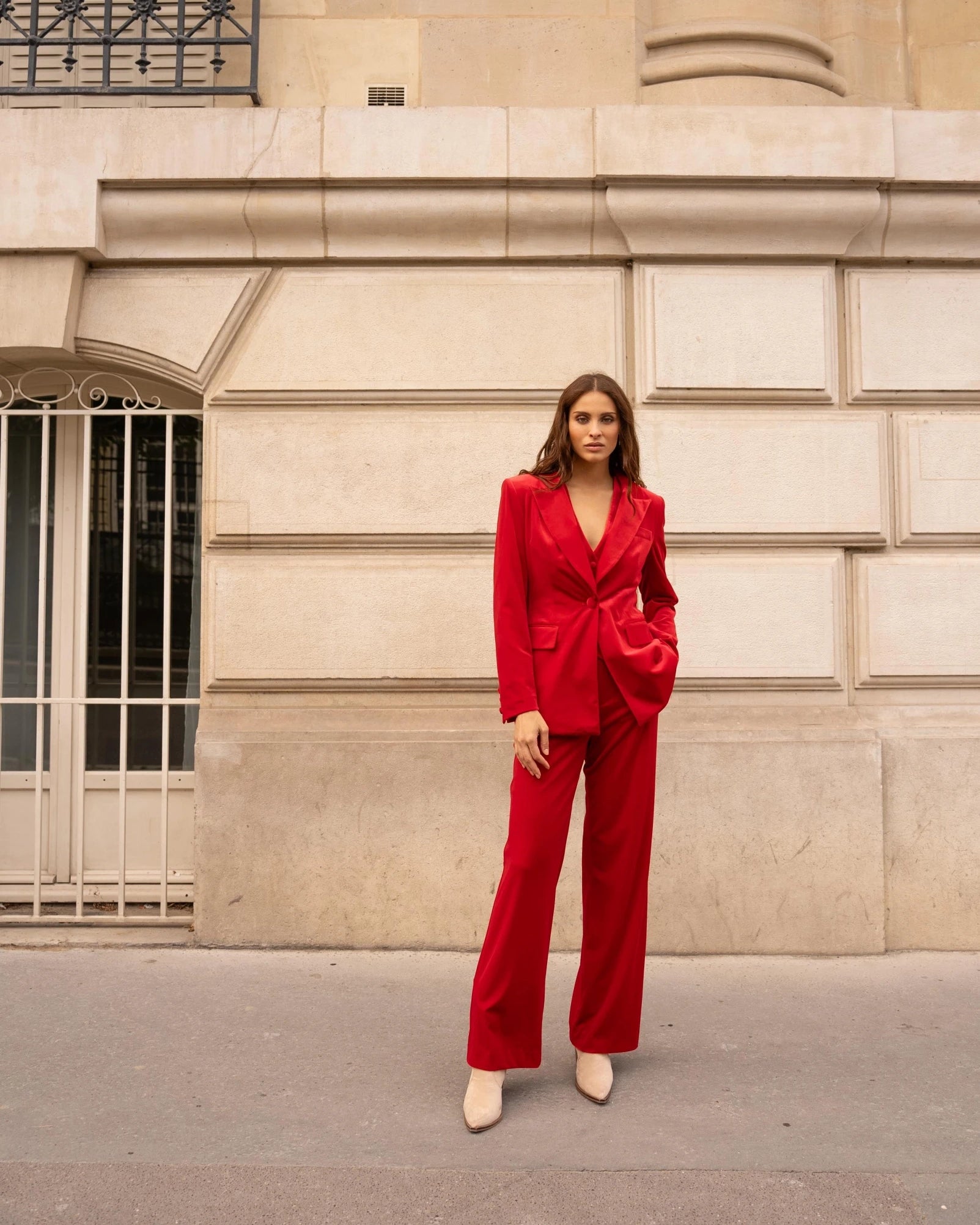 Juliette Velvet Trousers - Red