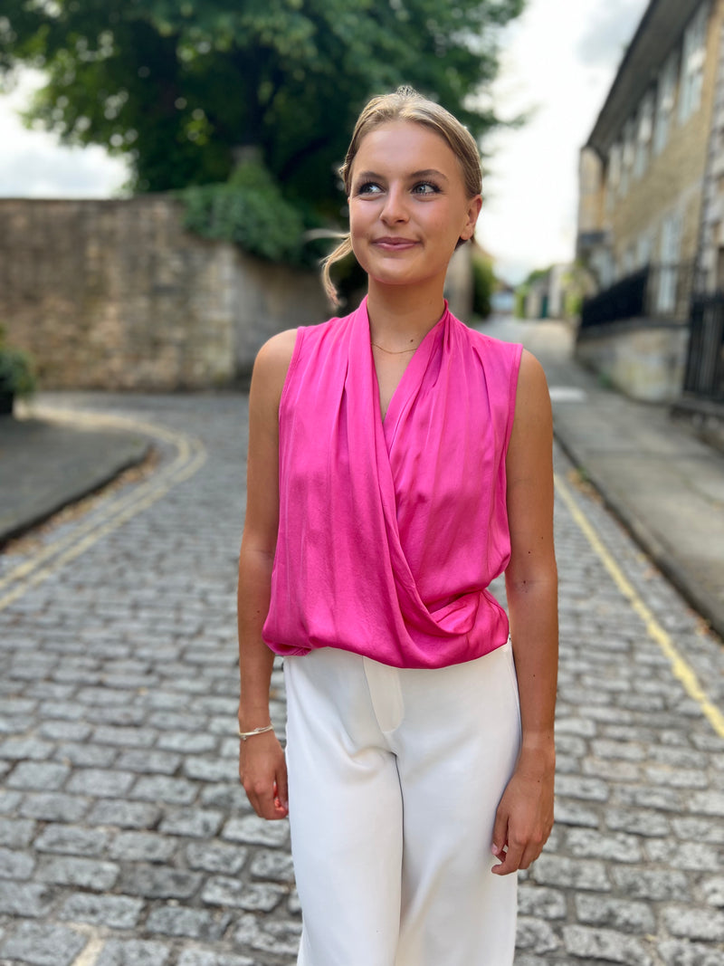 Graysen Satin Sleeveless Top - Pink