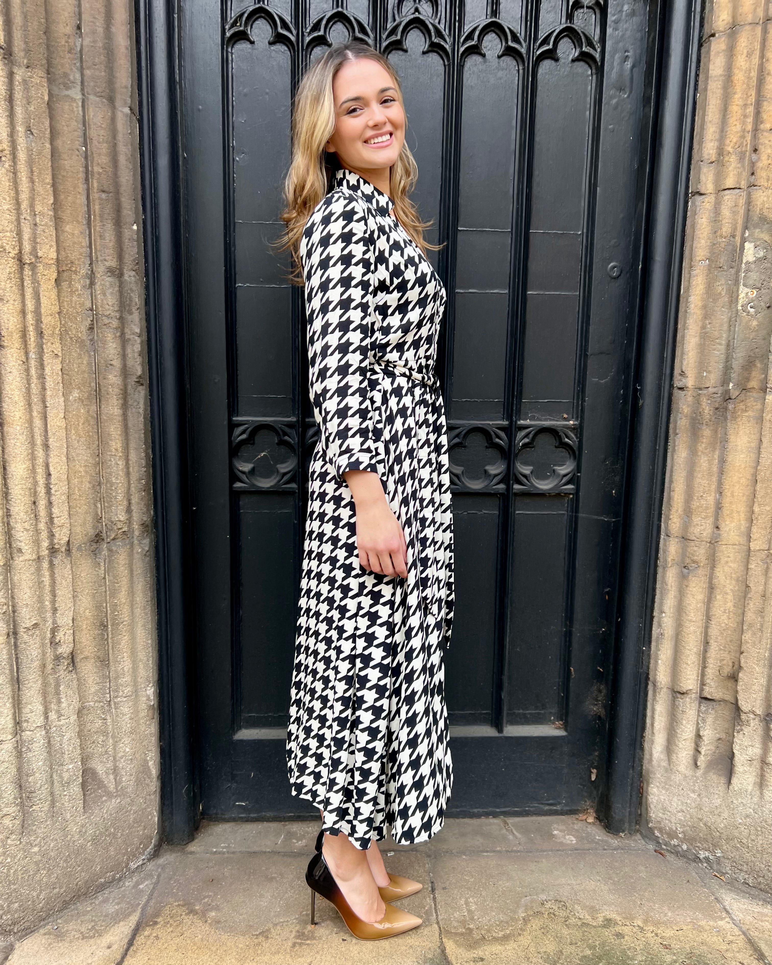 Florence Dress - Black and White Houndstooth