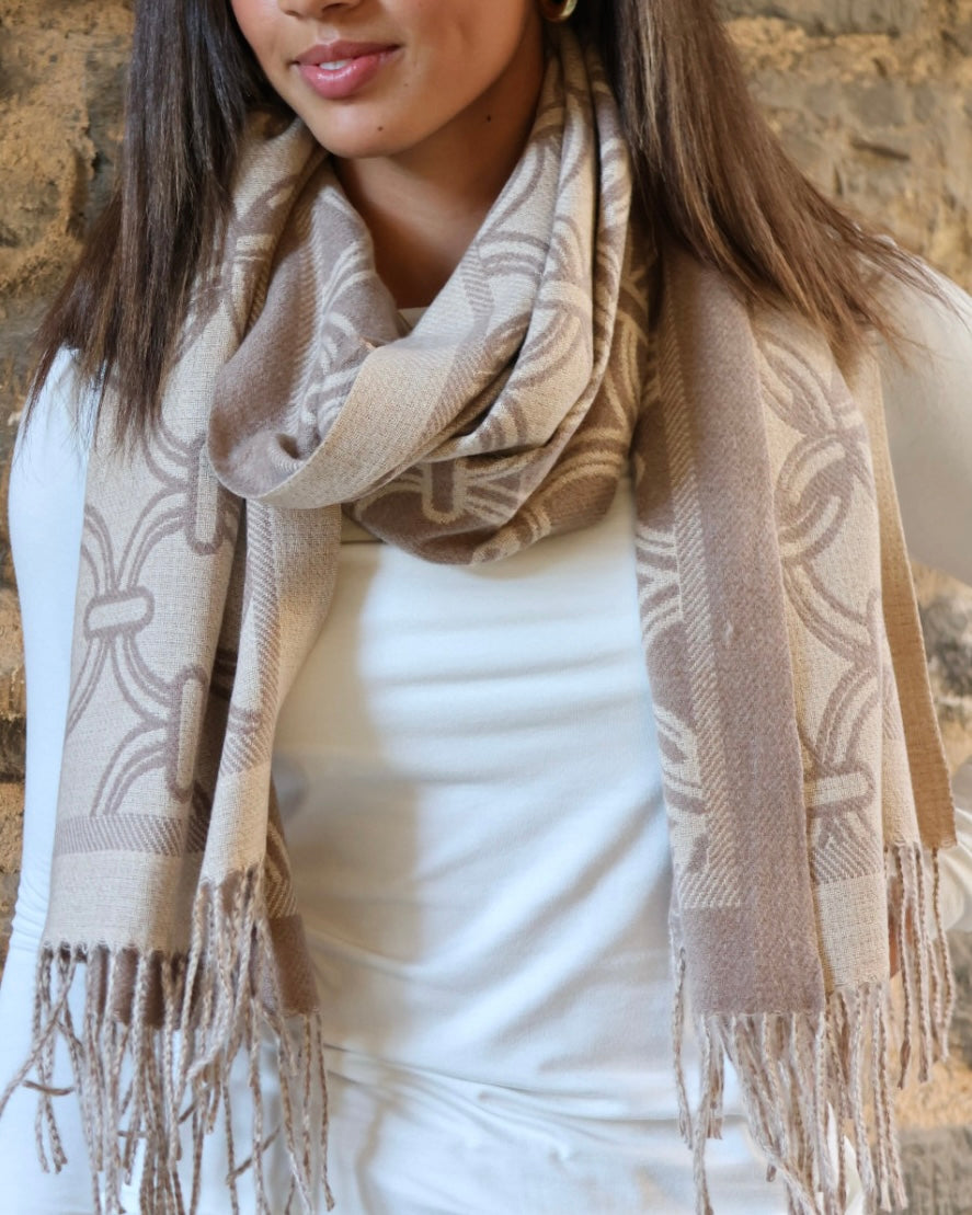 Circle Chain Scarf - Beige