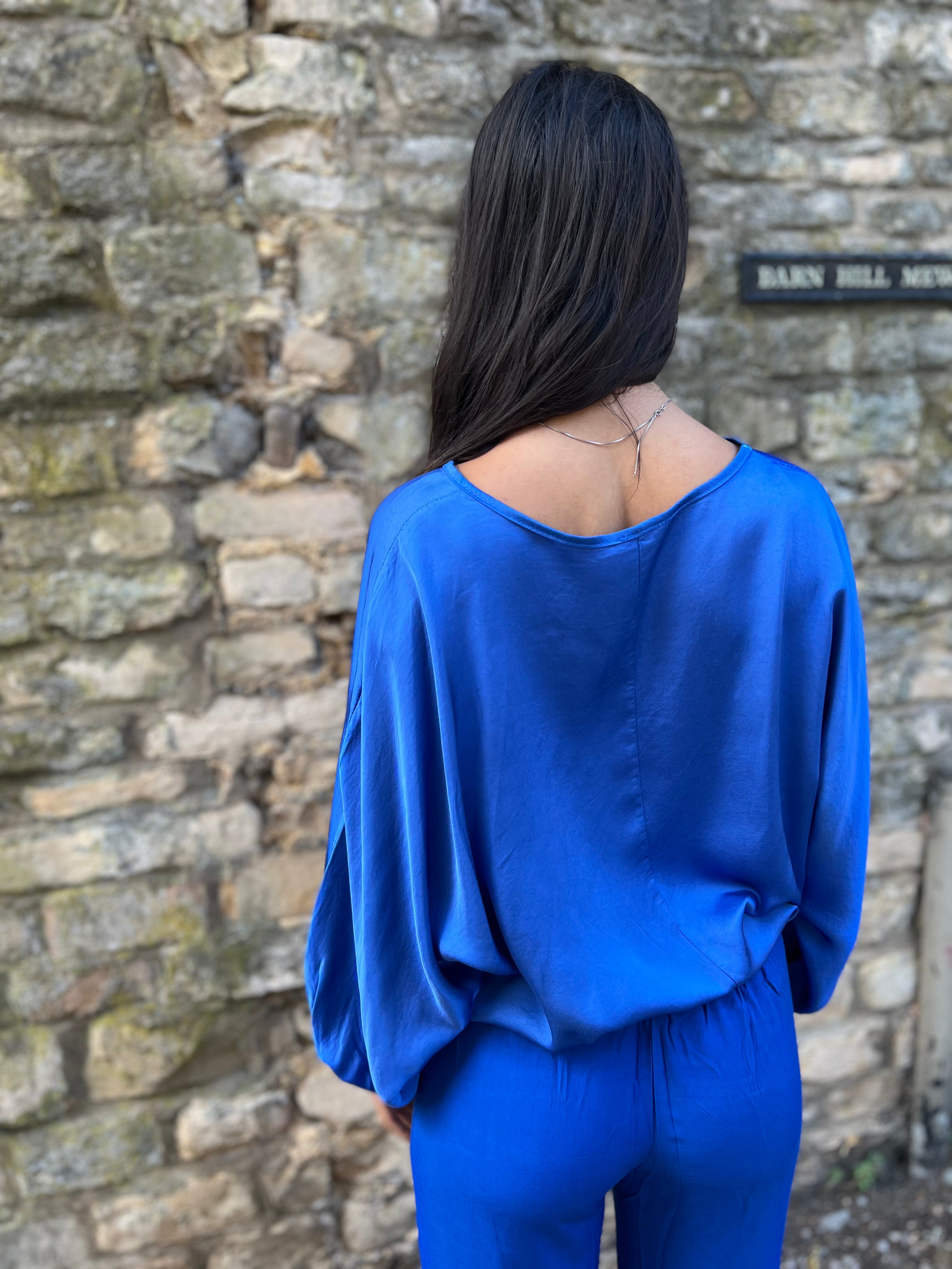 Gabrielle - Satin Top - Blue