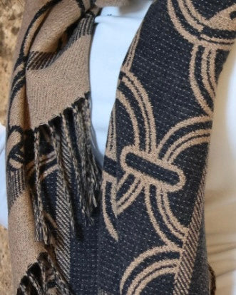 Circle Chain Scarf - Camel And Black