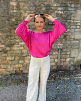 Gabrielle Satin Top - Pink