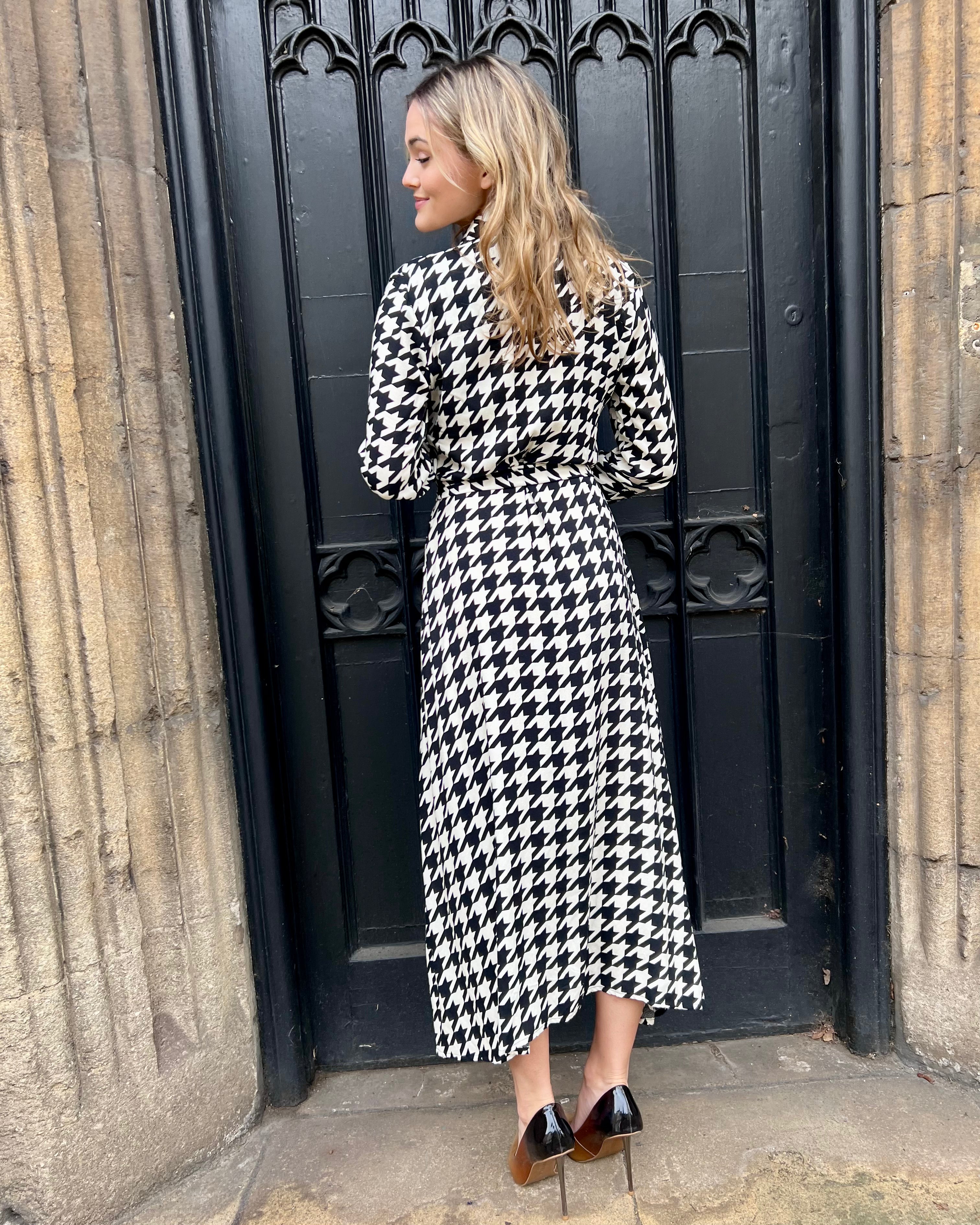 Florence Dress - Black and White Houndstooth