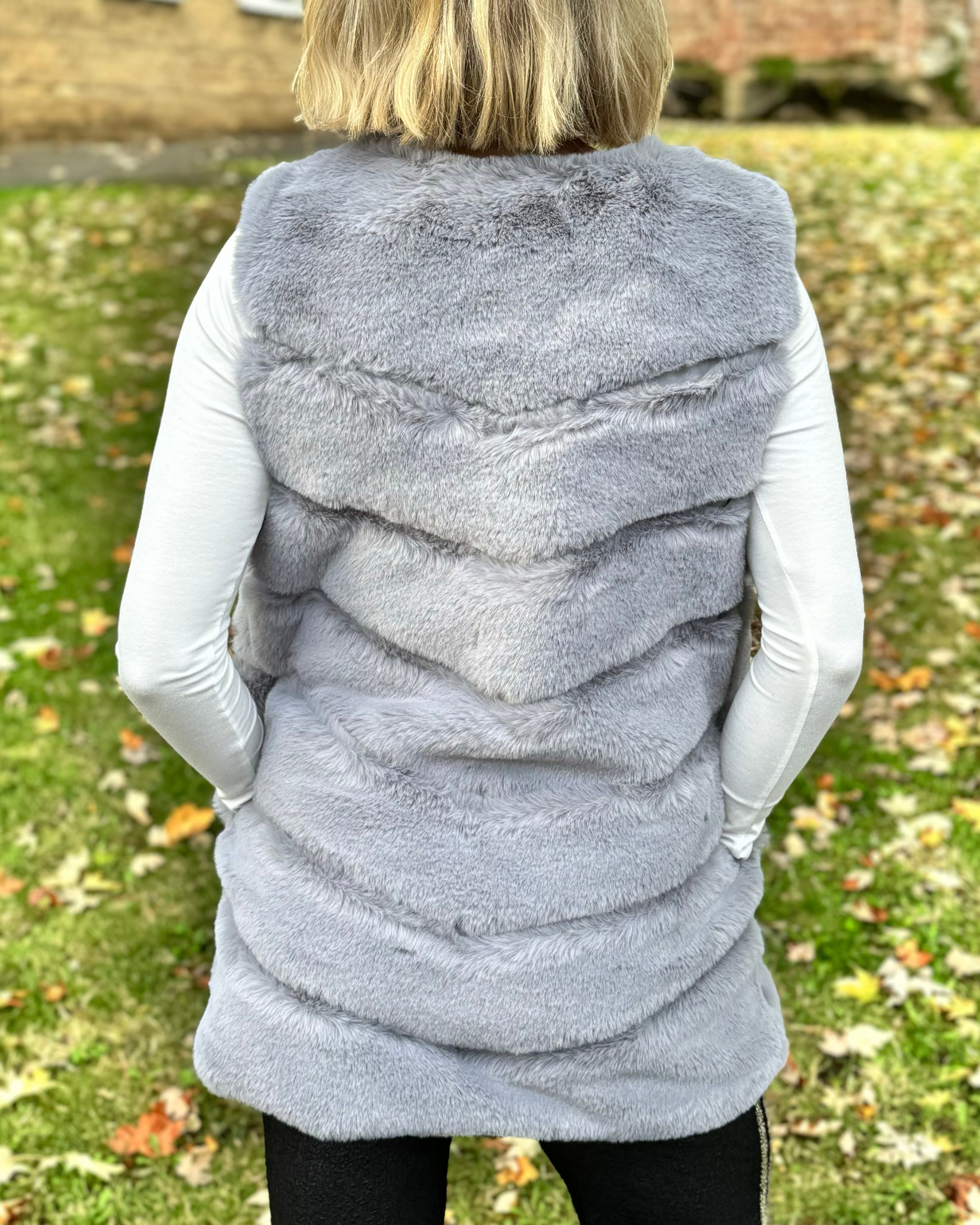 Faux Fur Gilet - Grey