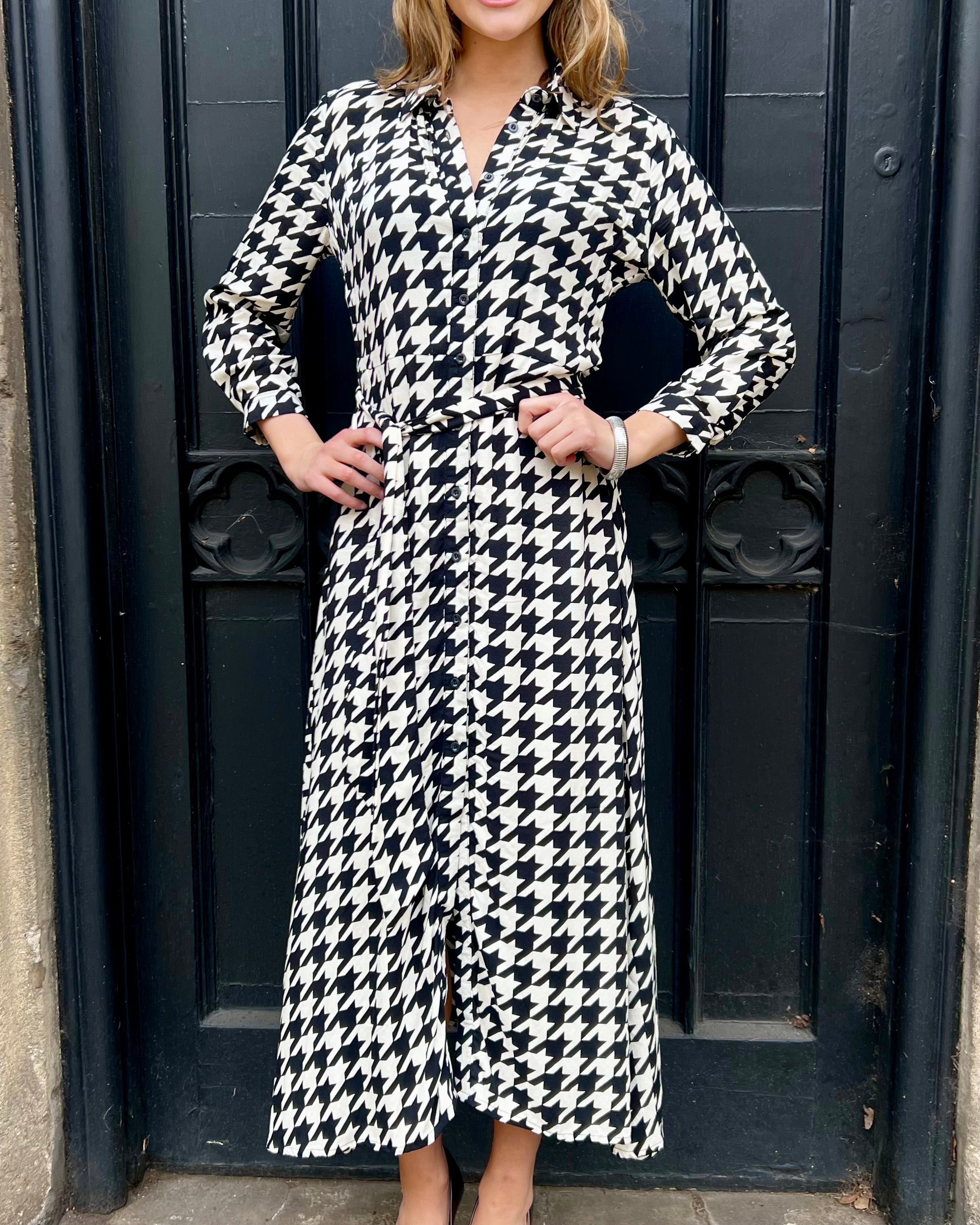 Florence Dress - Black and White Houndstooth