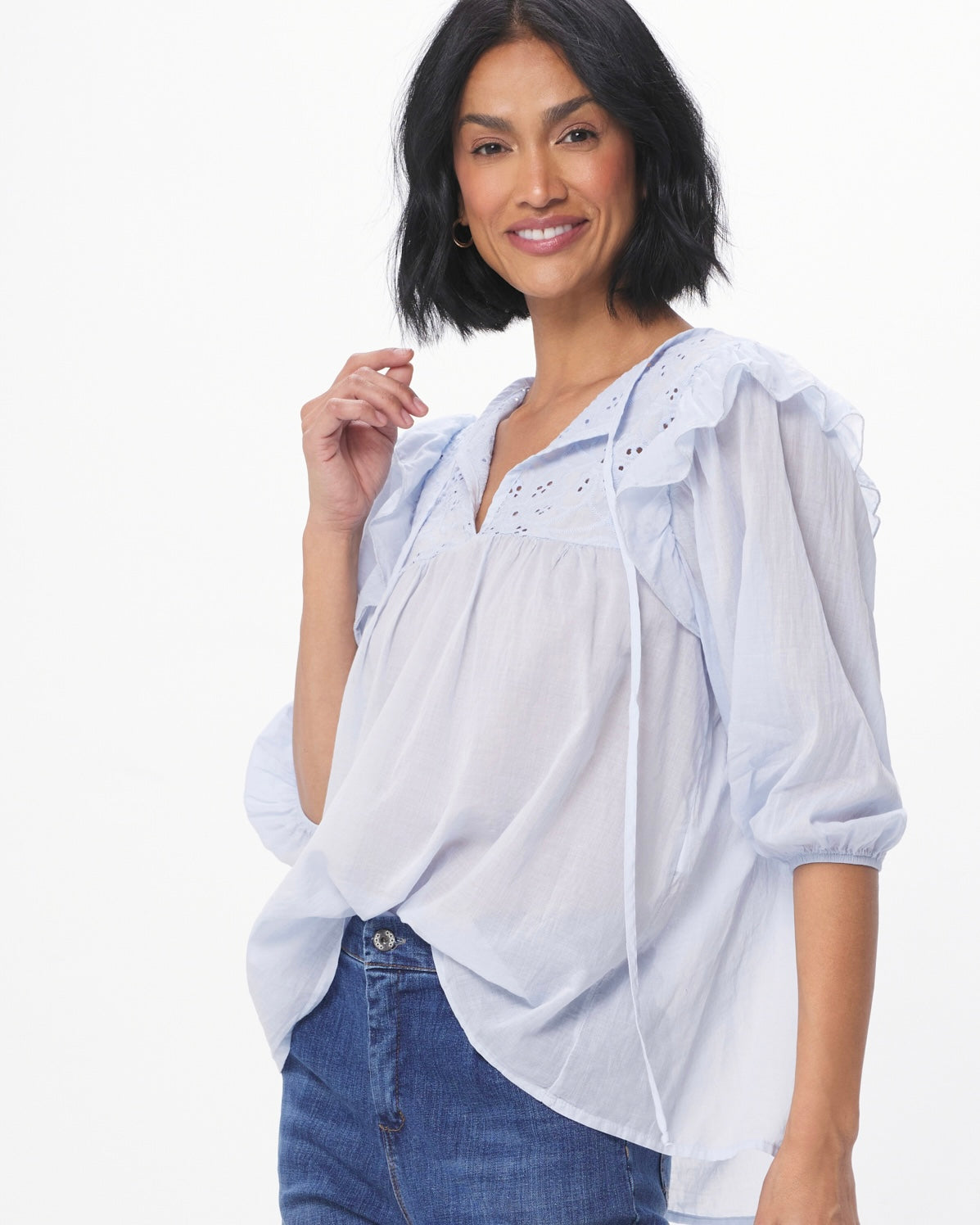 Rimini Sheer Blouse - Cloud Blue