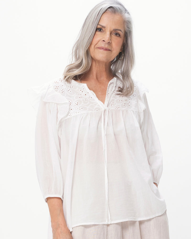 Rimini Sheer Blouse - White