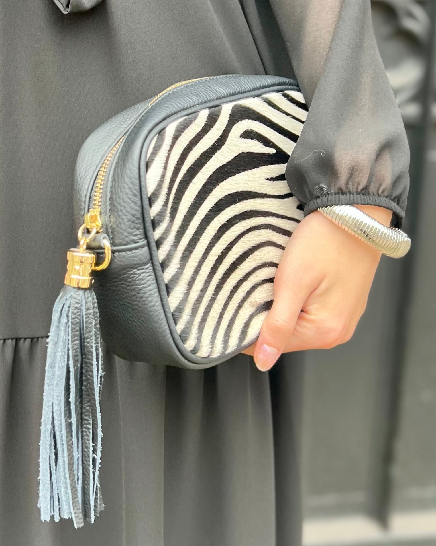 Cross Body Tassel Bag - Animal Print