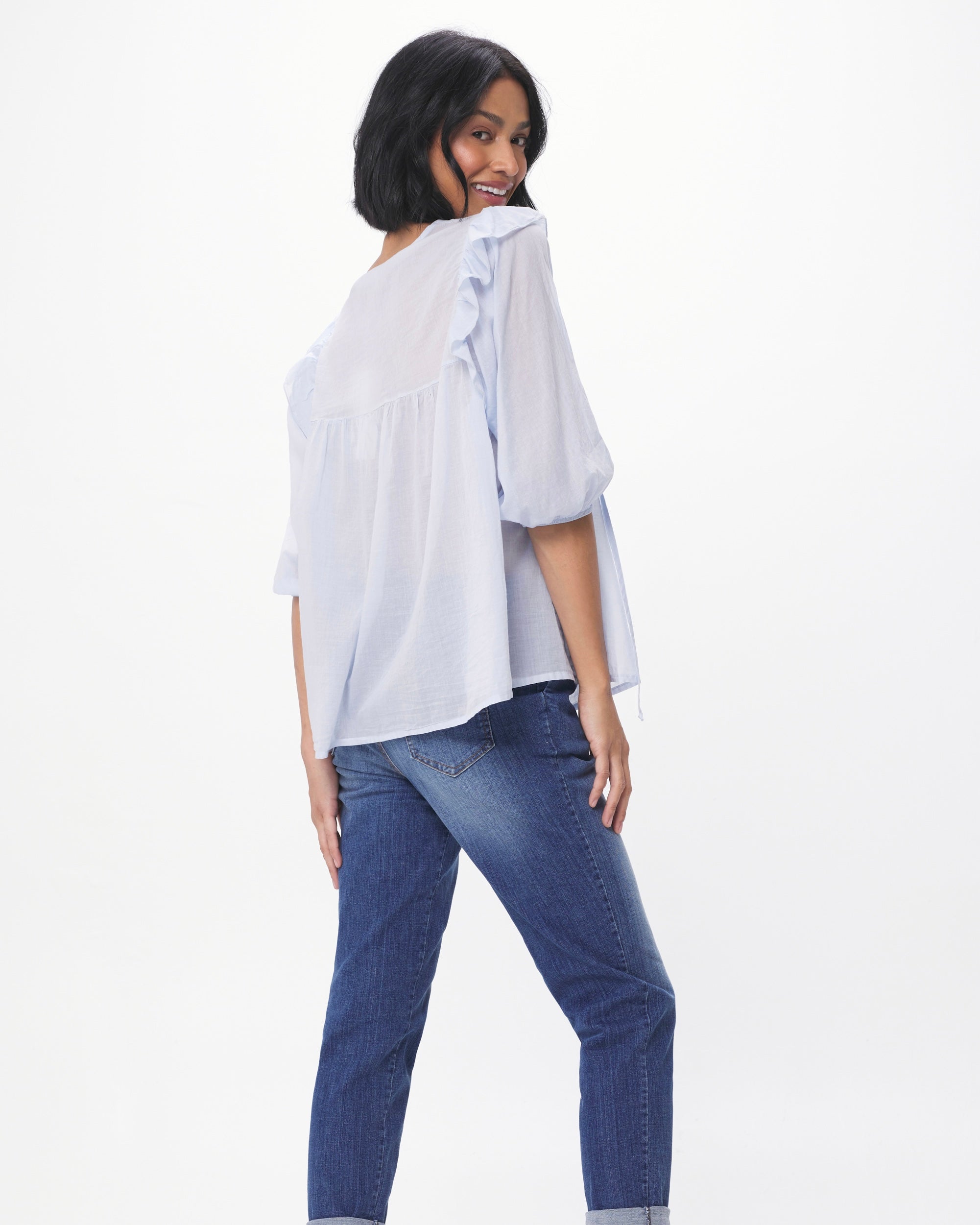 Rimini Sheer Blouse - Cloud Blue