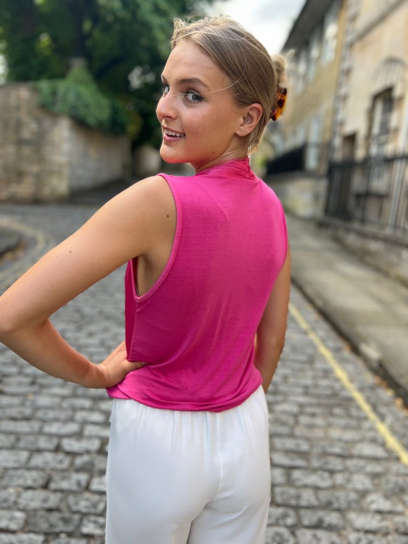 Graysen Satin Sleeveless Top - Pink