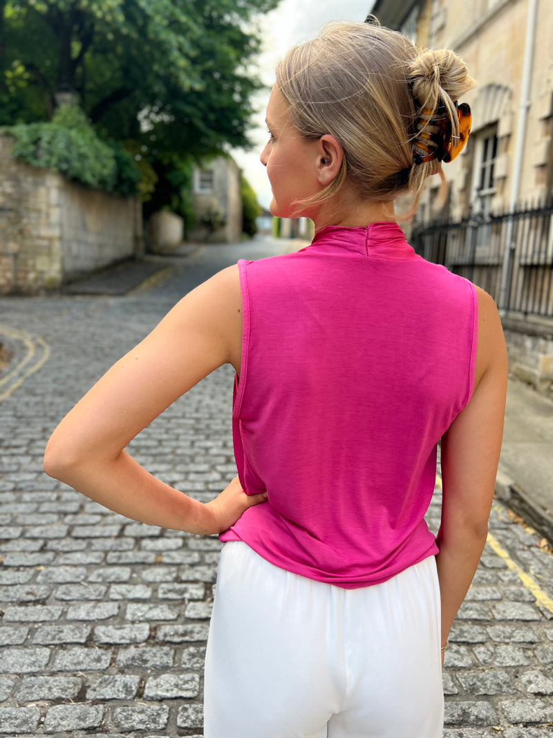 Graysen Satin Sleeveless Top - Pink