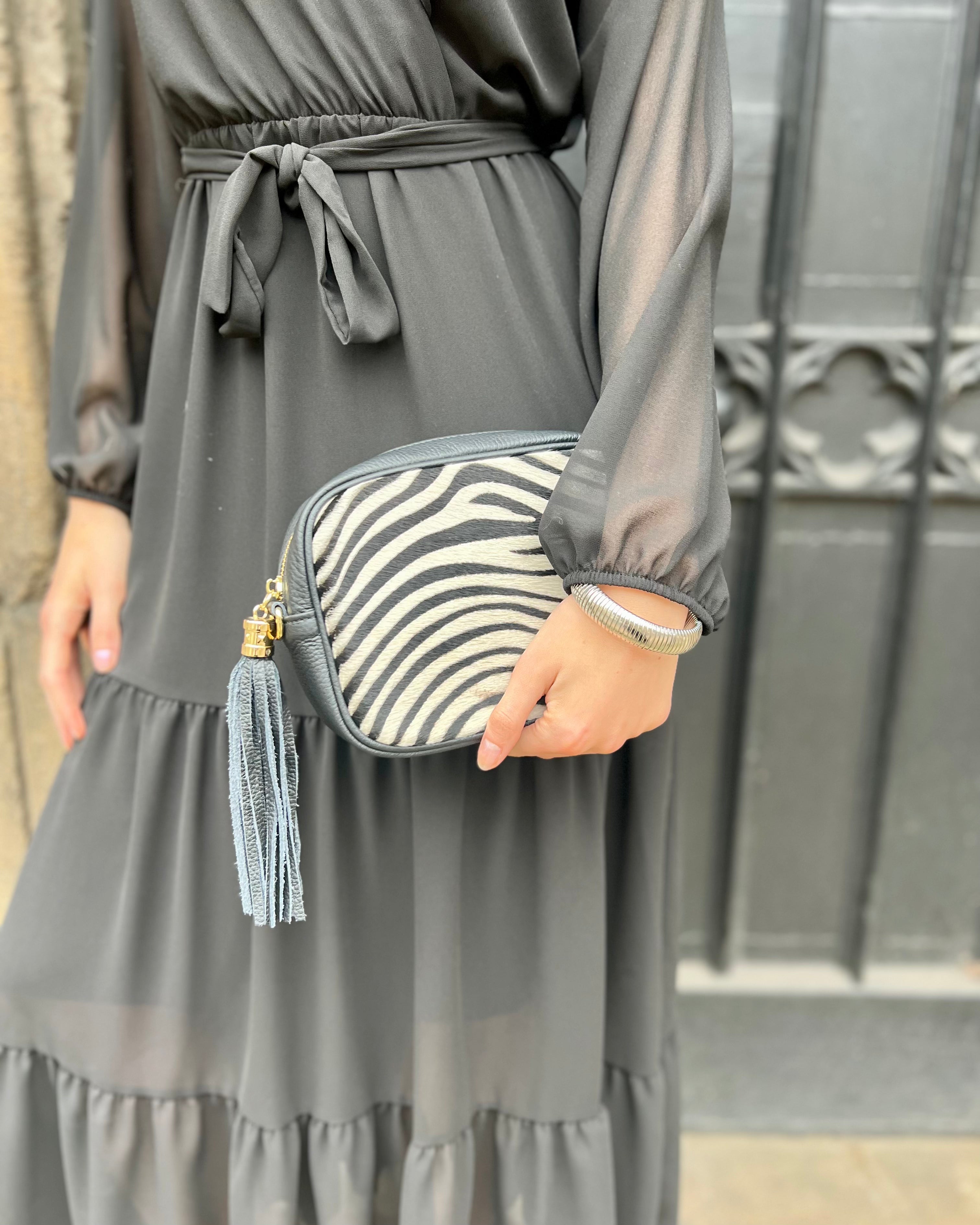 Cross Body Tassel Bag - Animal Print