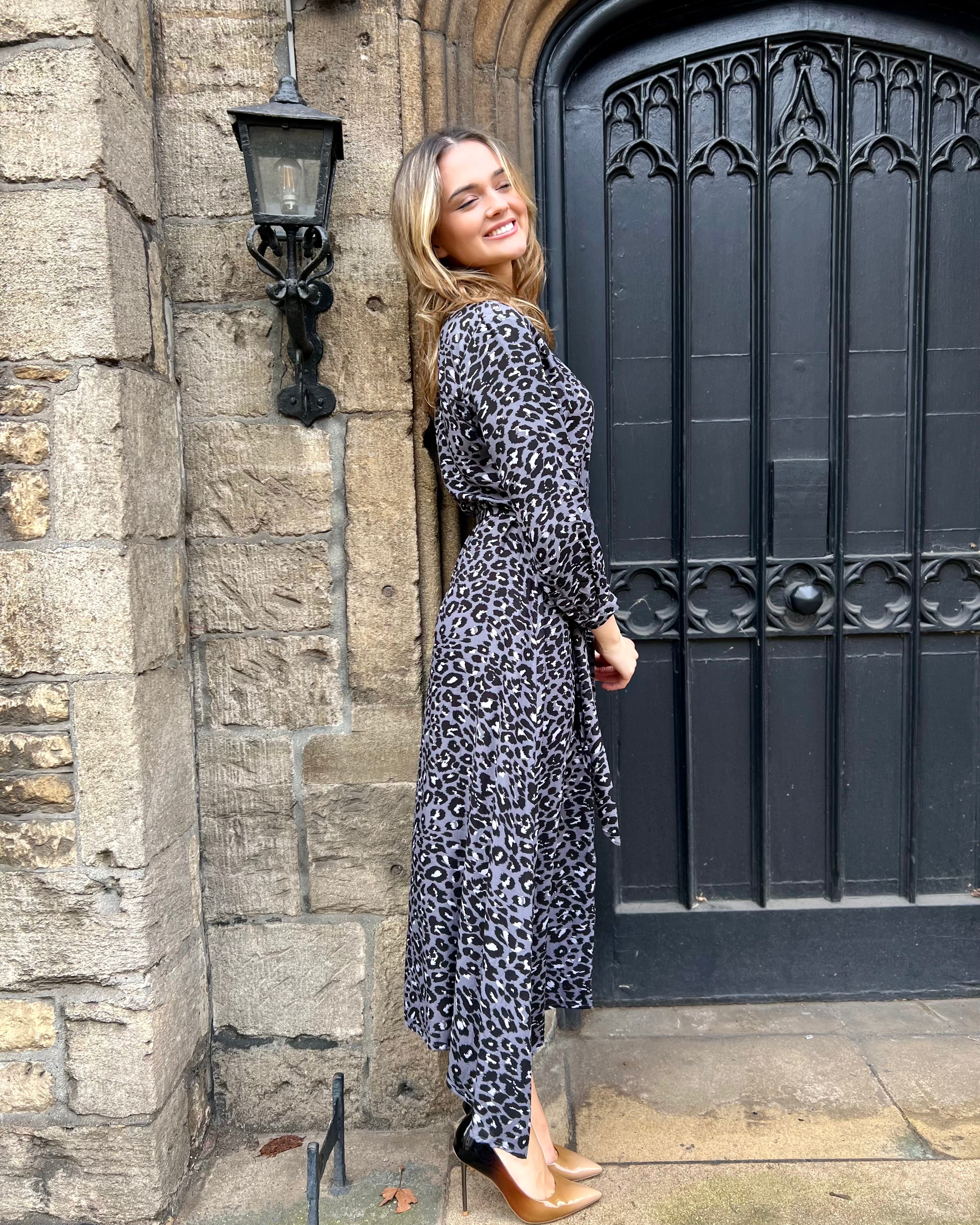 Florence Dress - Dark Grey Leopard