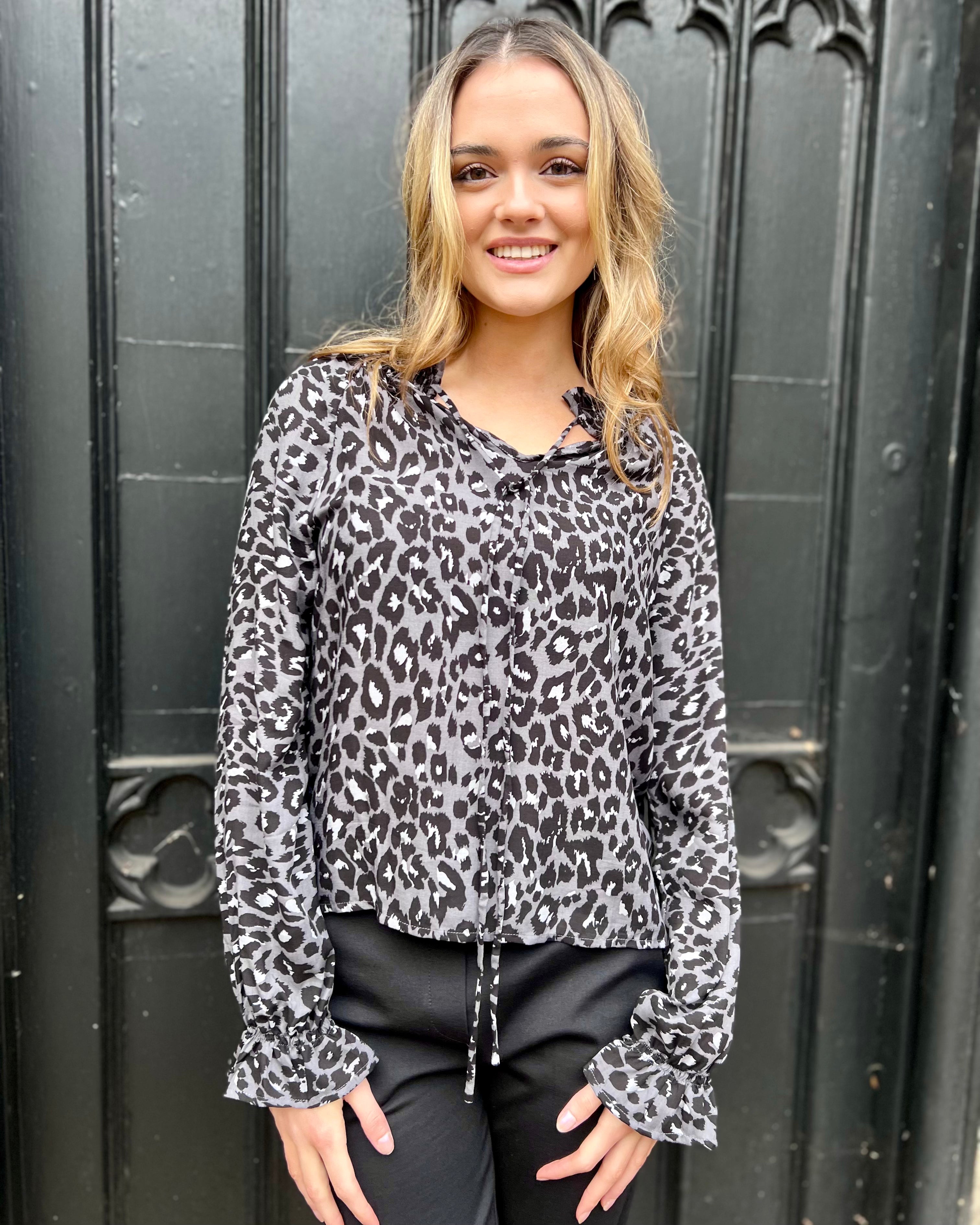 Uma Top - Dark Grey Leopard