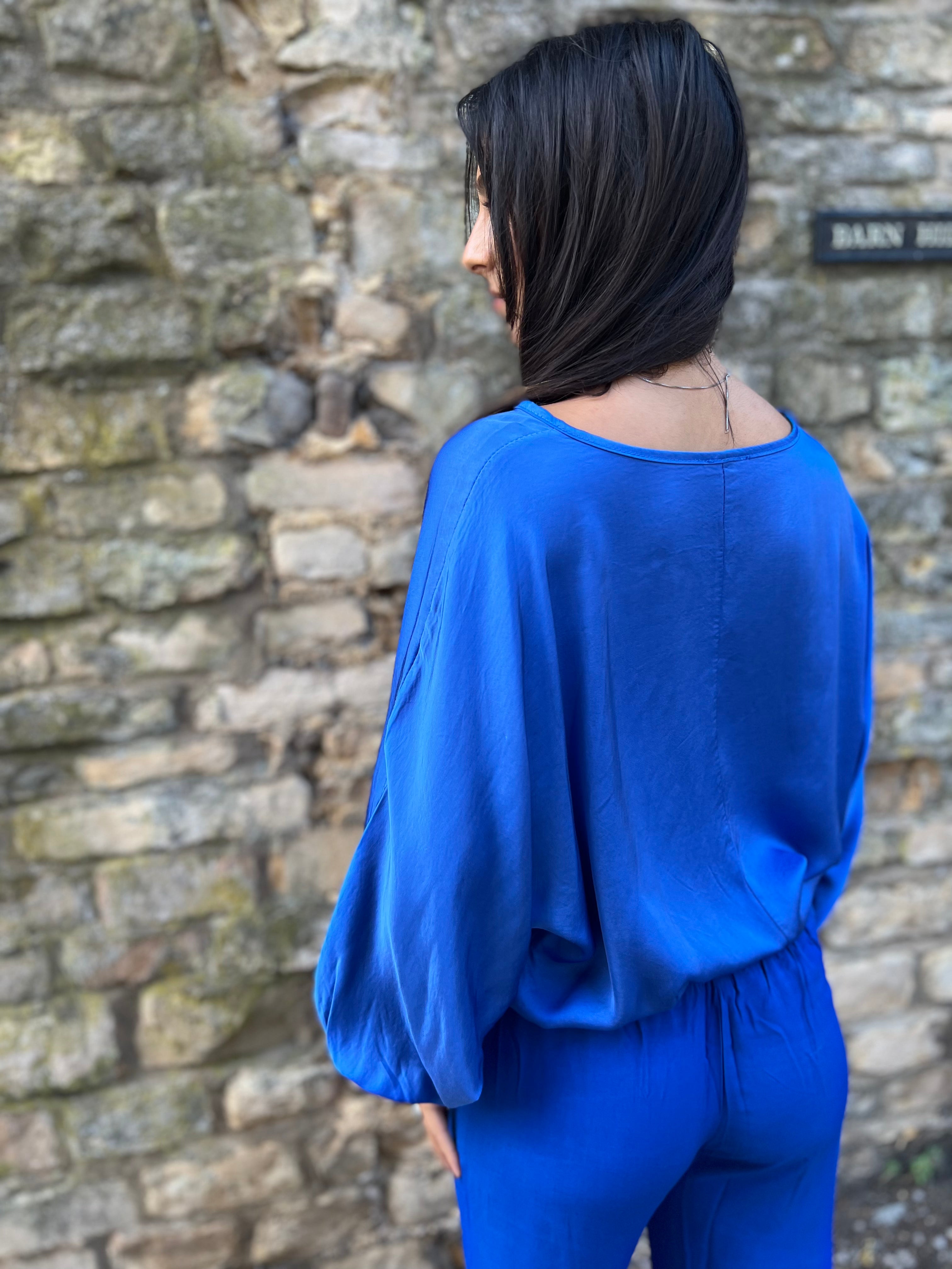 Gabrielle - Satin Top - Blue