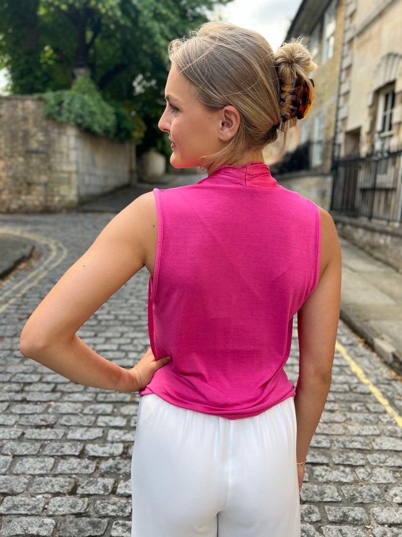 Graysen Satin Sleeveless Top - Pink