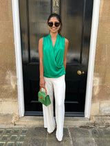 Paige - Satin Trouser - Blanc