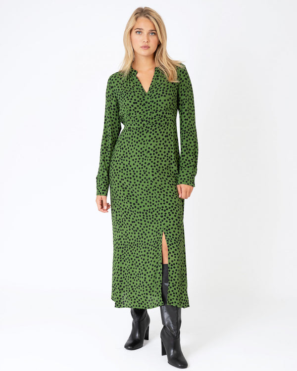 Maiteno Dress - Green/Black Polka Dot