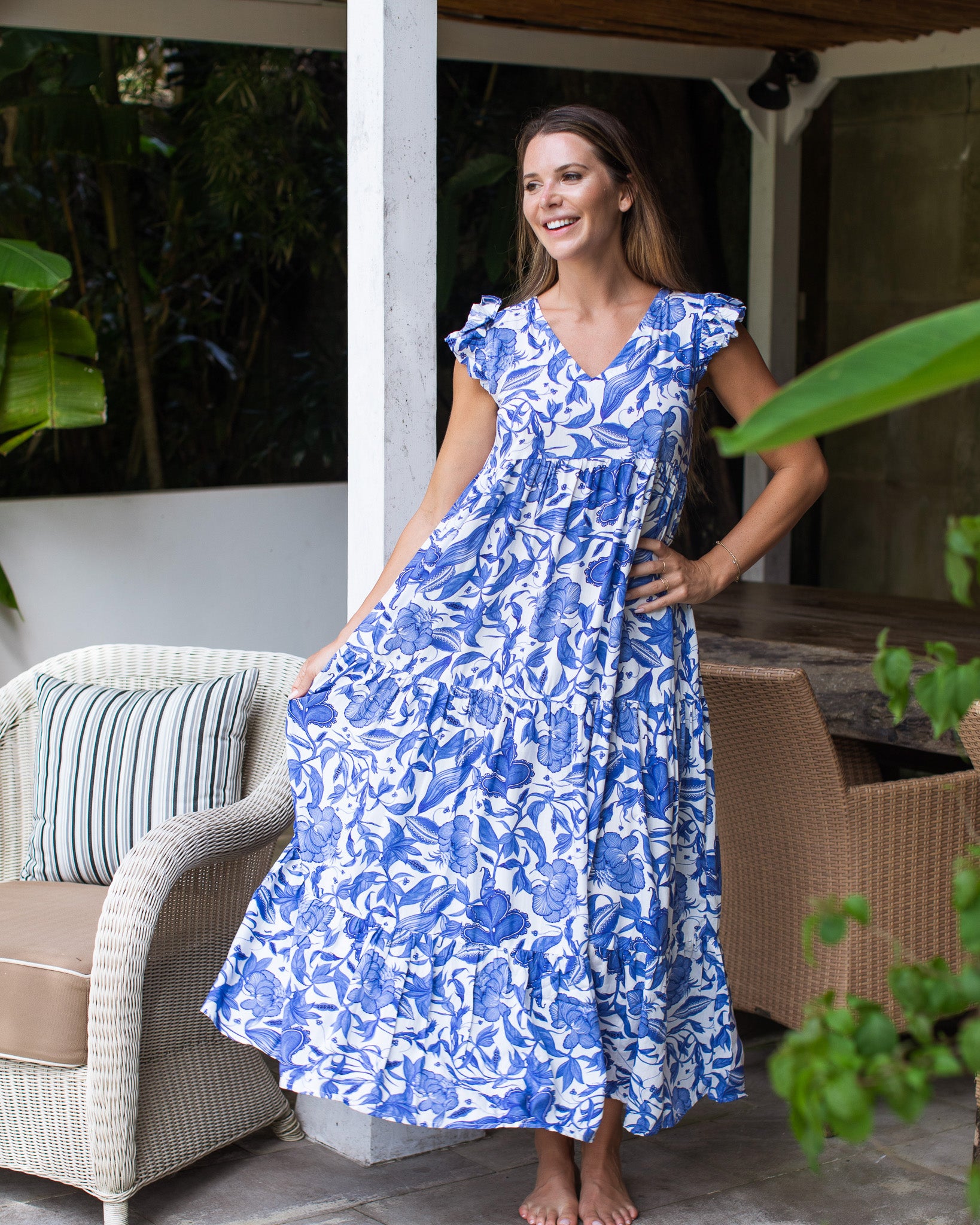 Astrid Maxi Dress - Blue Chintz