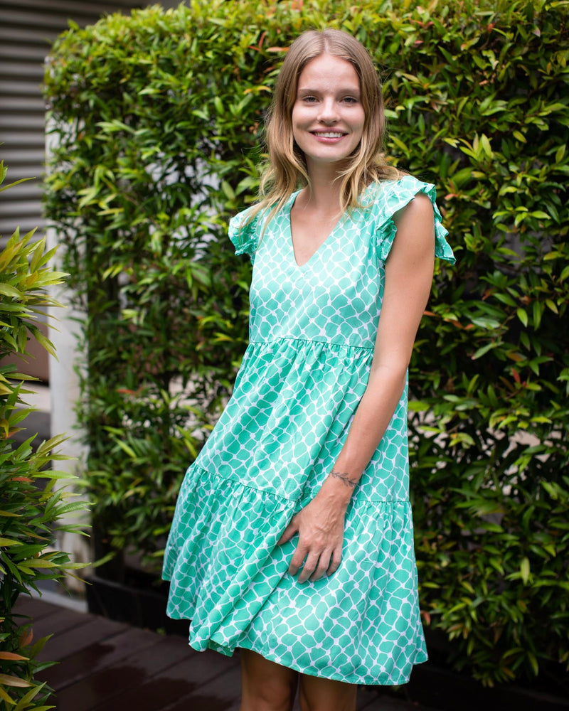 Astrid Dress Short - Green Net