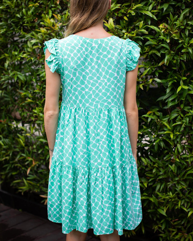Astrid Dress Short - Green Net