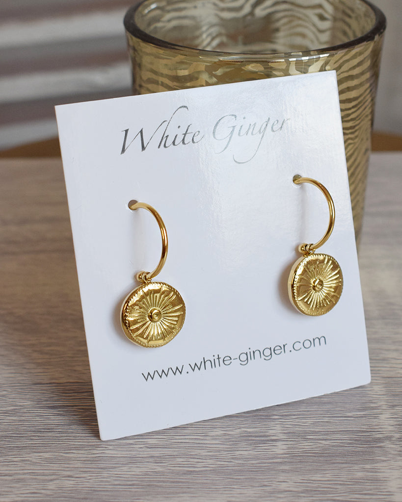 Coralie Sundial Charm Hoop Earrings