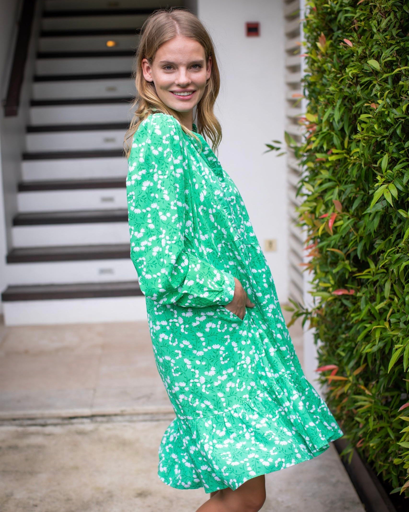 Faye Dress - Green Twig