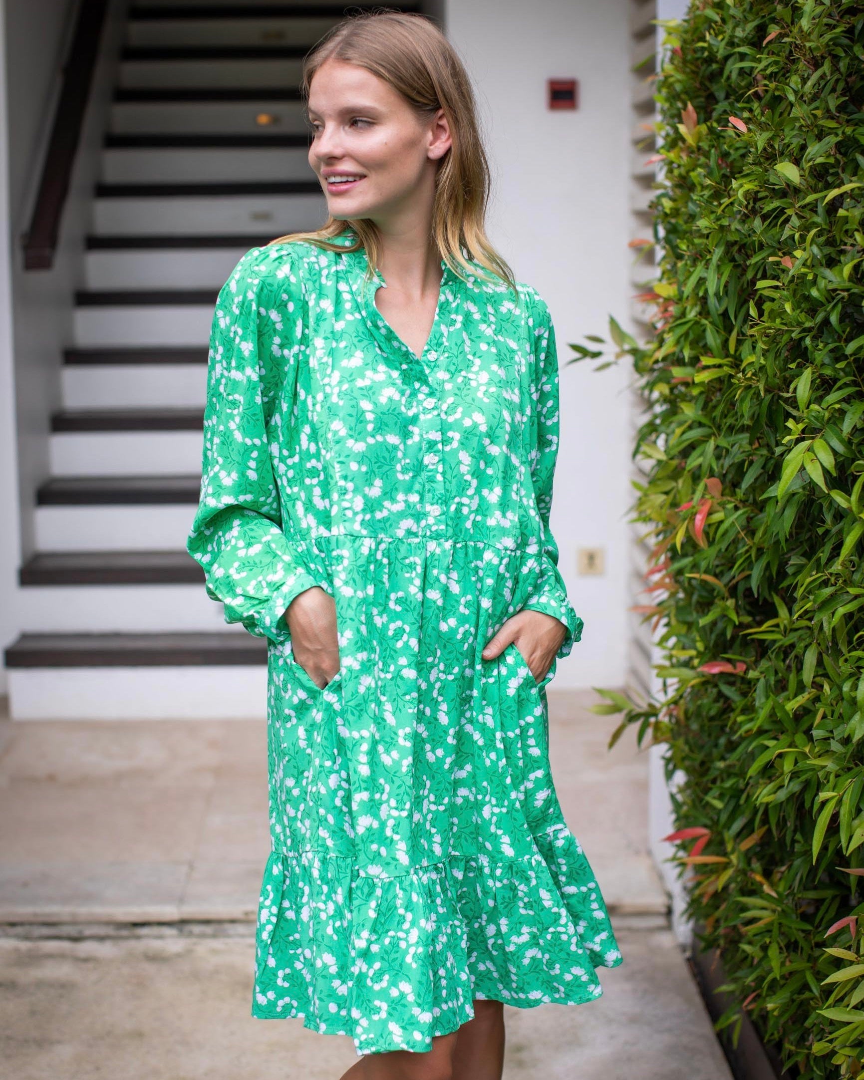 Faye Dress - Green Twig