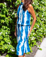 Frankie Dress - Indigo Vertical Tie Dye