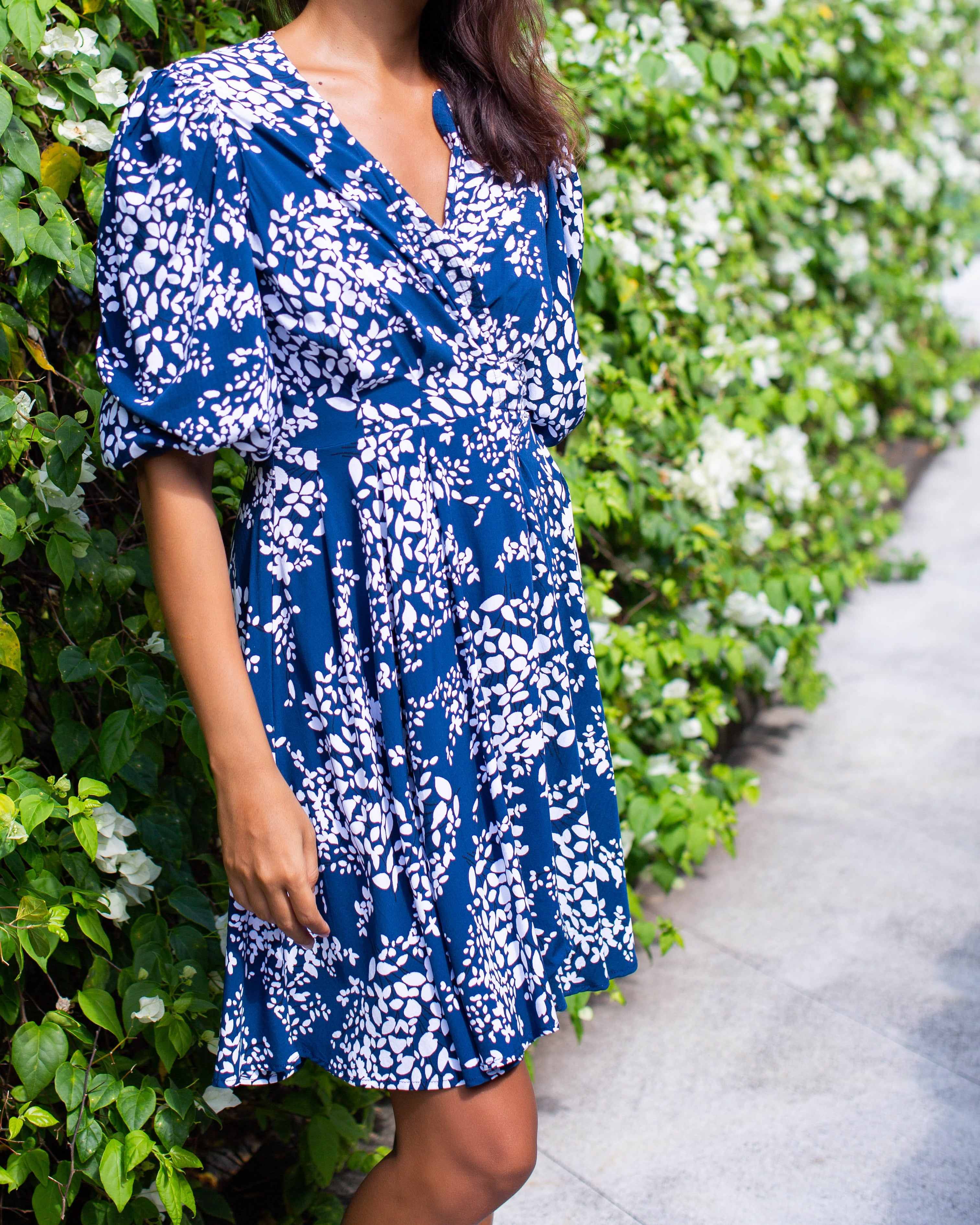 Freya Dress - Navy Flower Bud