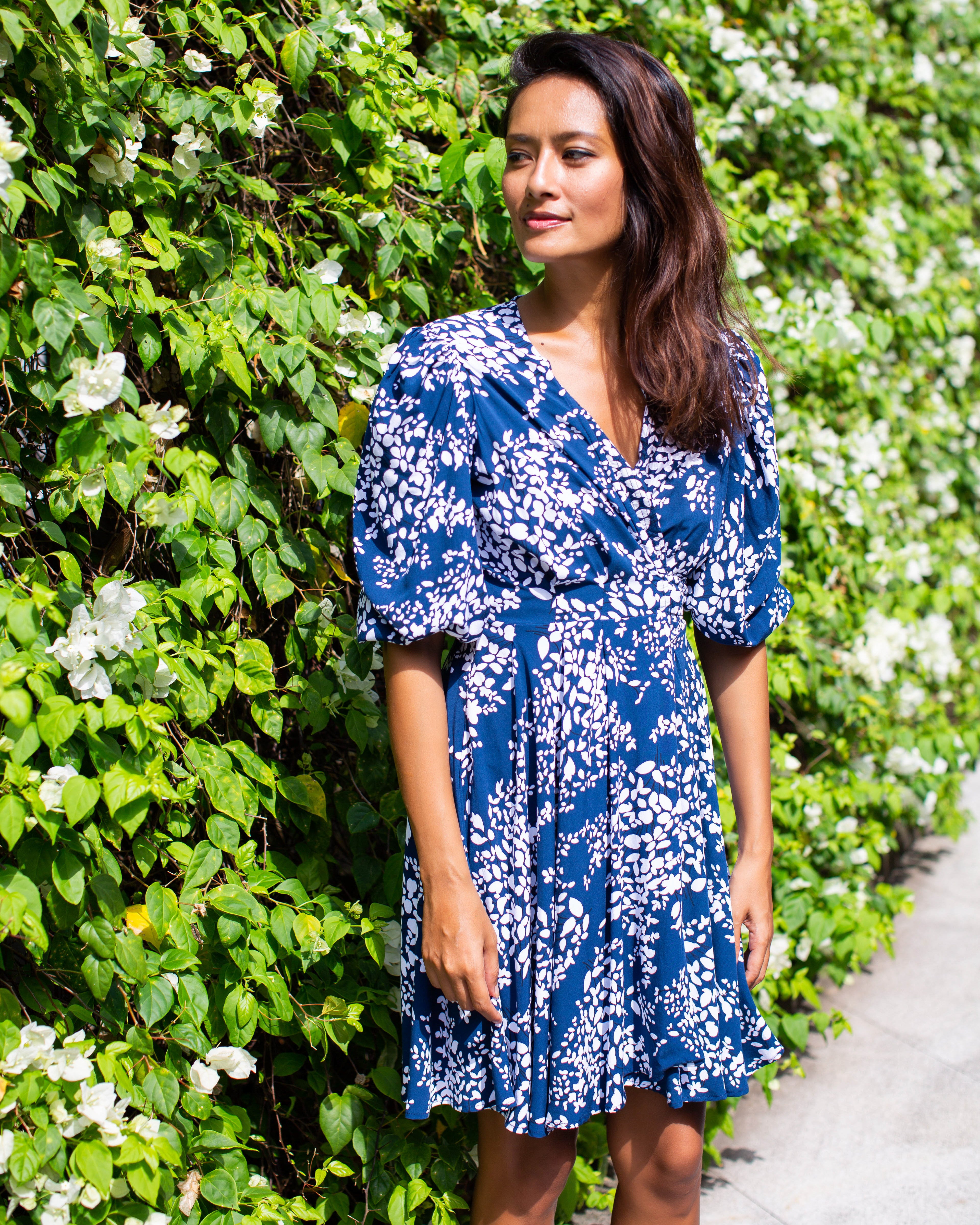 Freya Dress - Navy Flower Bud