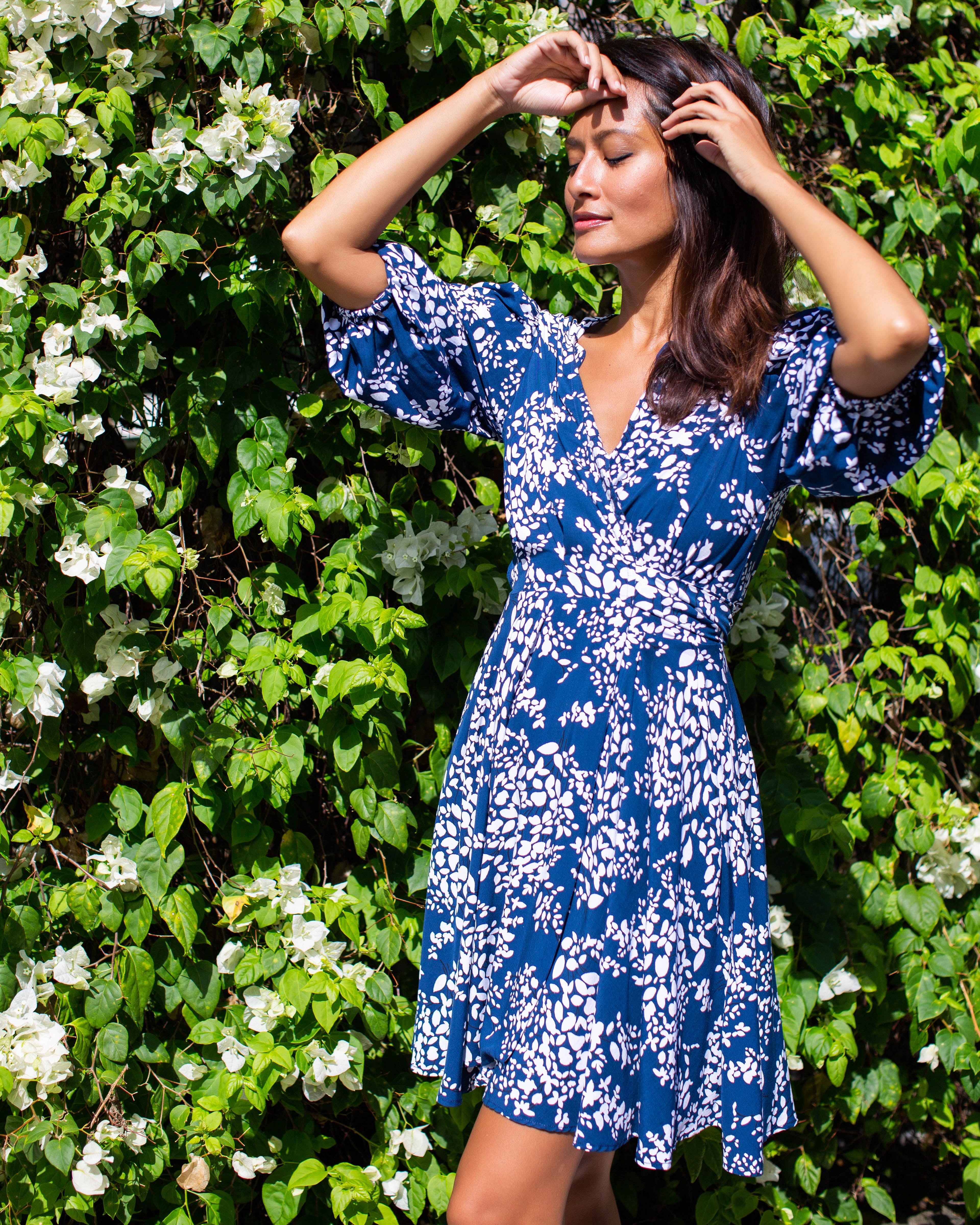 Freya Dress - Navy Flower Bud