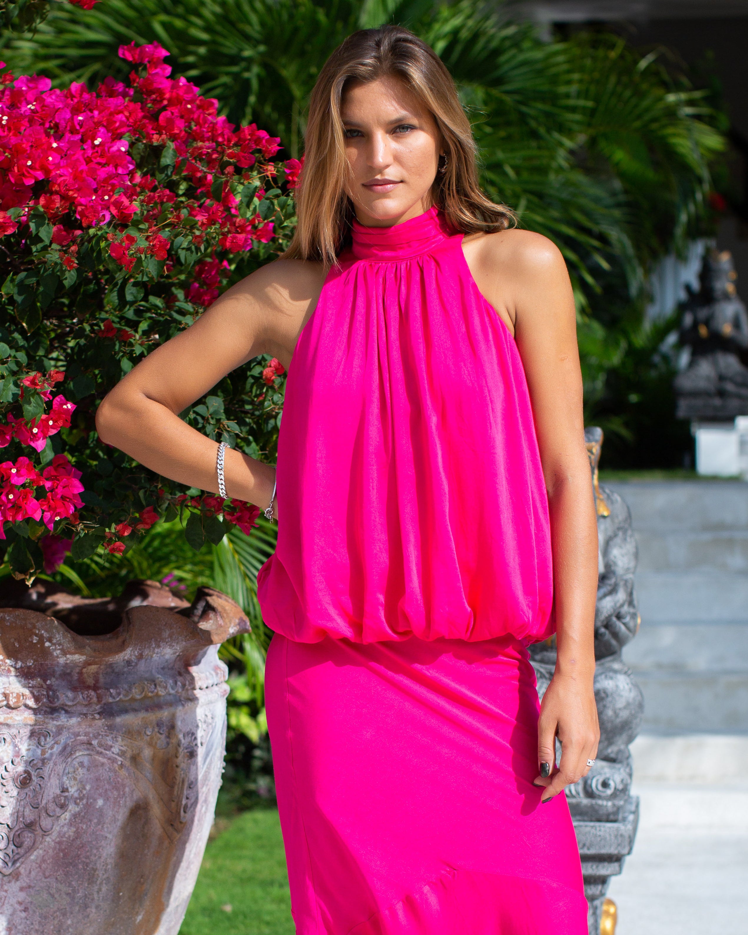 Gemma Top - Fuchsia Satin