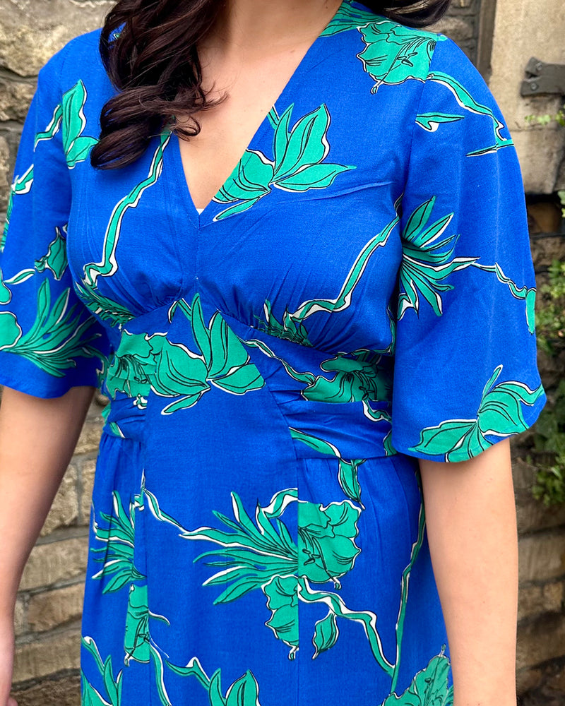 Valerie Maxi Dress - Cobalt Green Leaf