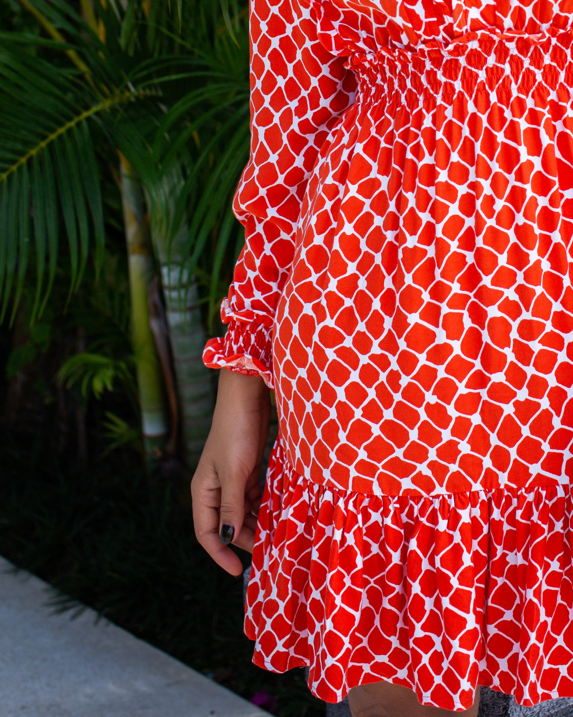 Joanne Dress - Red Net Bamboo Satin