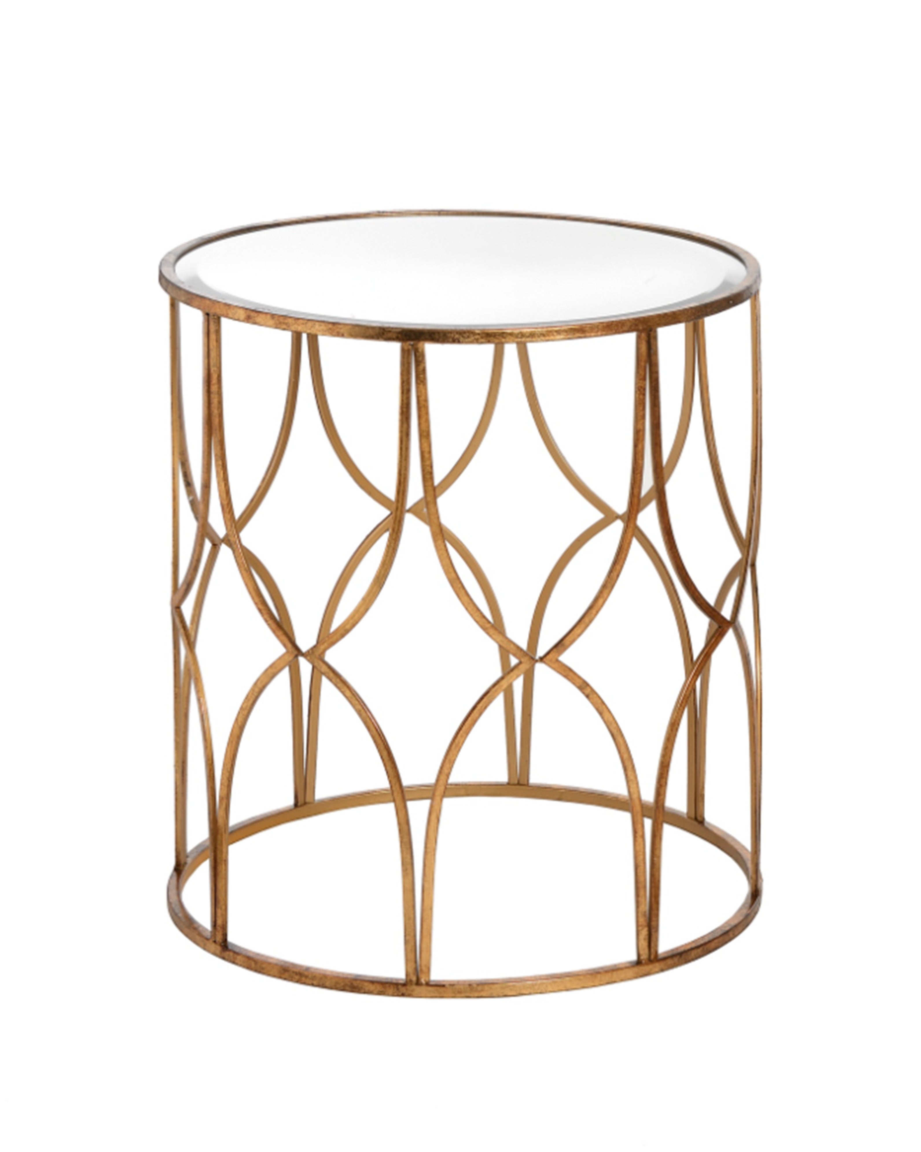 Lattice Detail Gold Side Tables