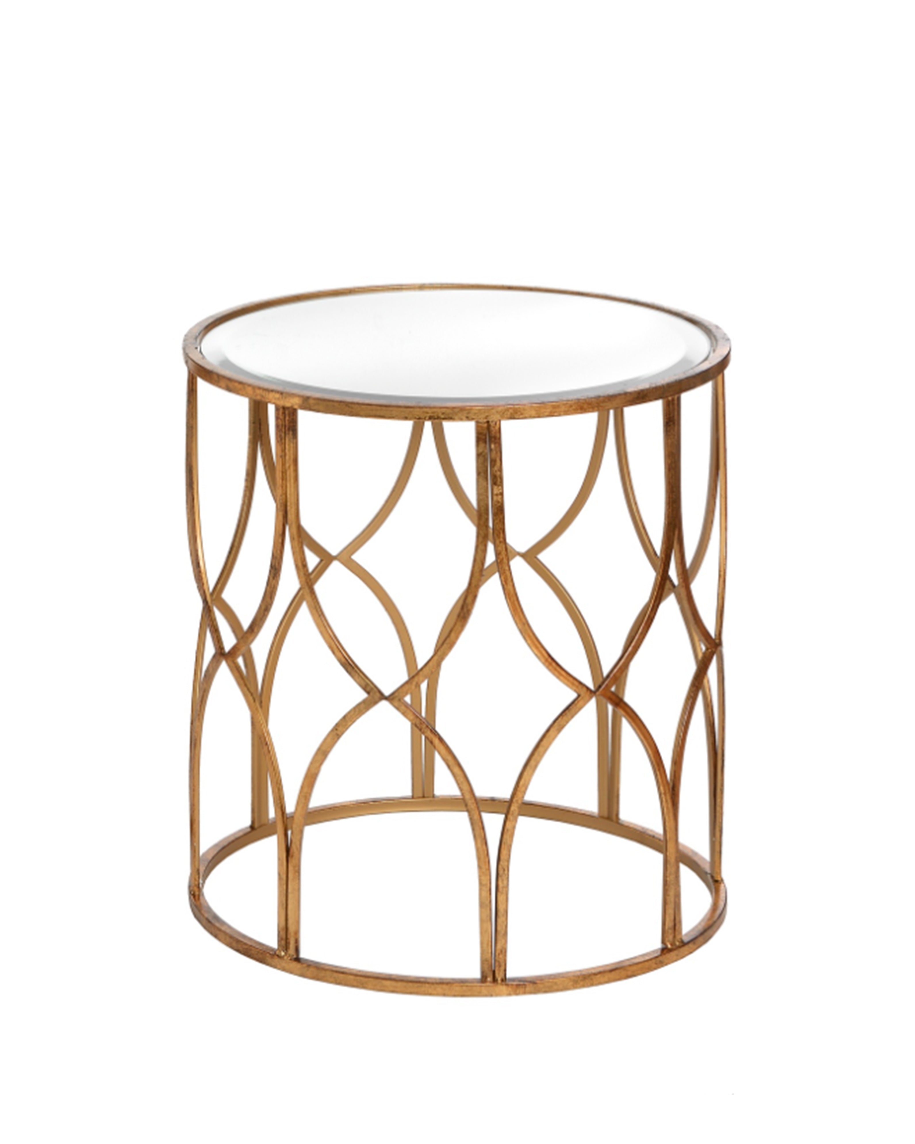 Lattice Detail Gold Side Tables