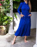 Mariel Dress - Bamboo Satin Midnight Blue