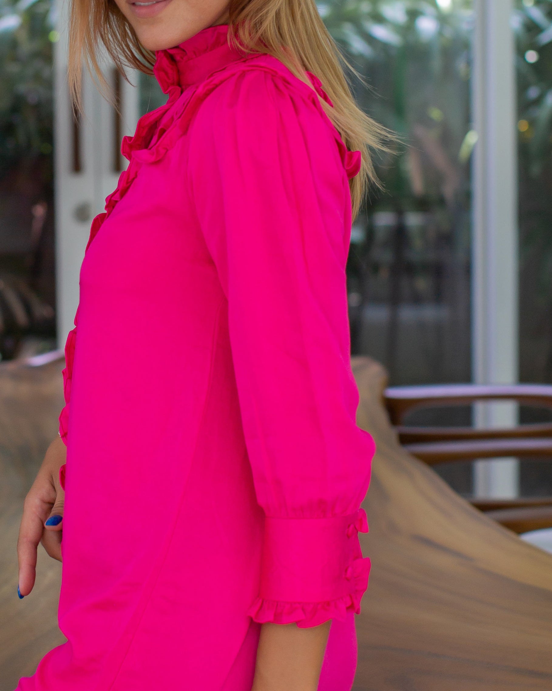 Sandra Dress - Bamboo Satin Fuchsia