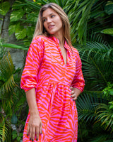 Sicily Dress - Pink Orange Zebra