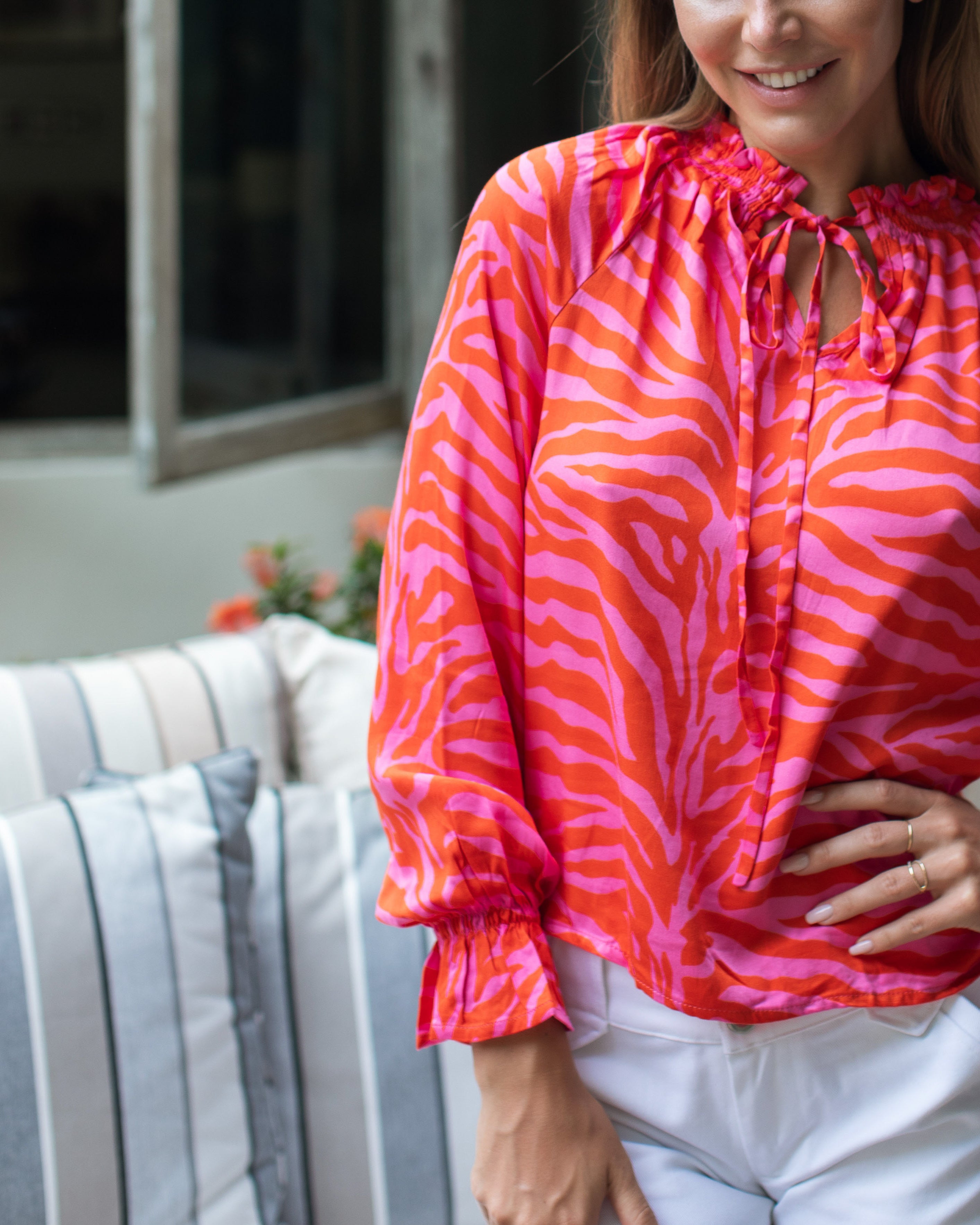 Uma Top - Pink/Red Zebra