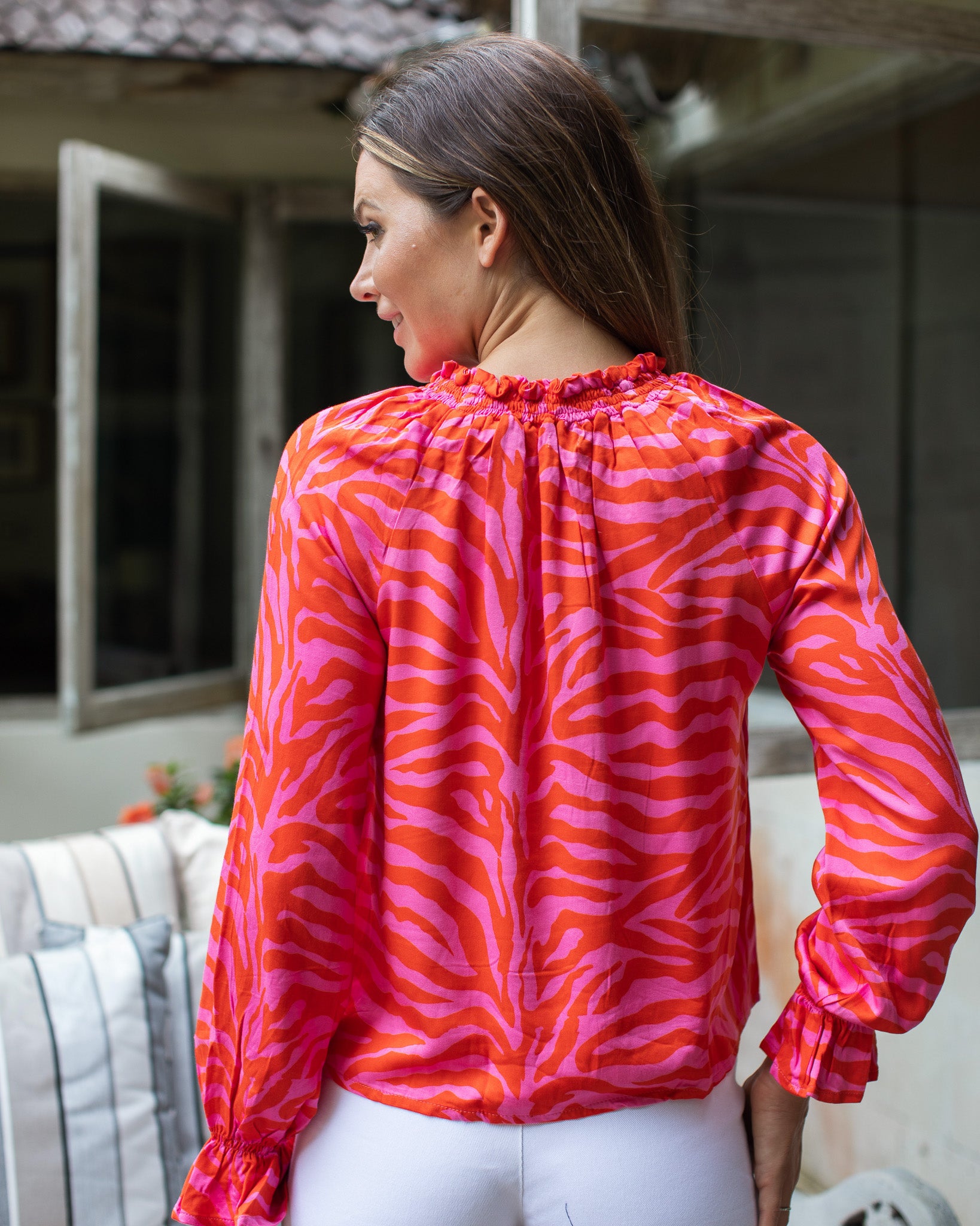 Uma Top - Pink/Red Zebra