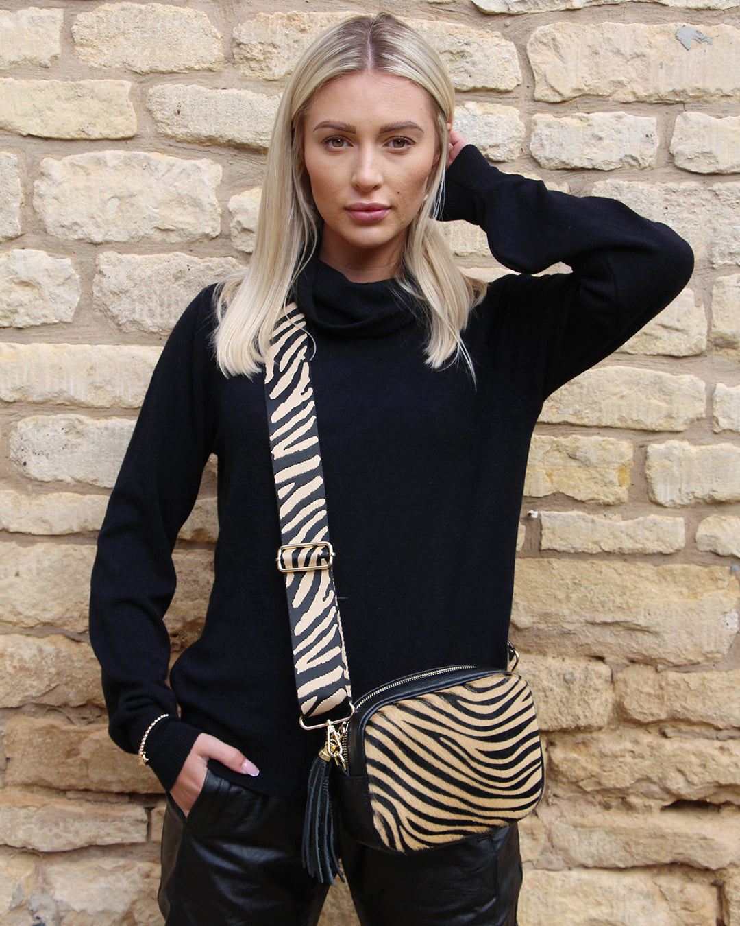 Cross Body Tassel Bag - Animal Print